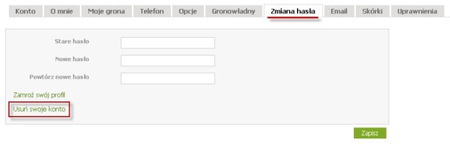 Grono.net - zmiana hasła